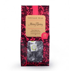 Vintage Teas Merry Berry Pyramid melnā tēja ar ogām zīda piramīda maisiņā 20 gab.x 2,5g